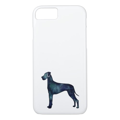 Great Dane  Dog Black Watercolor Silhouette iPhone 87 Case