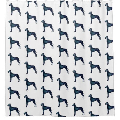 Great Dane  Dog Black Watercolor Silhouette Shower Curtain