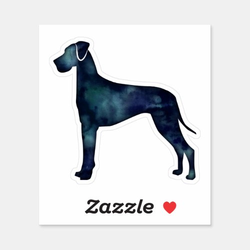 Great Dane  Dog Black Watercolor Silhouette Sticker