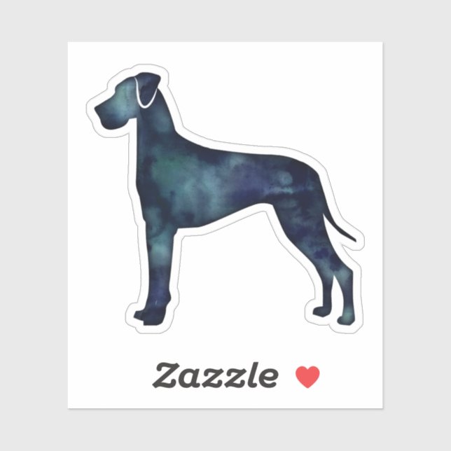 Great Dane  Dog Black Watercolor Silhouette Sticker (Sheet)