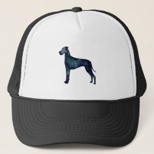 Great Dane  Dog Black Watercolor Silhouette Trucker Hat