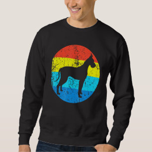 Great Dane Dog Breed Silhouette Retro 1970s Circle Sweatshirt