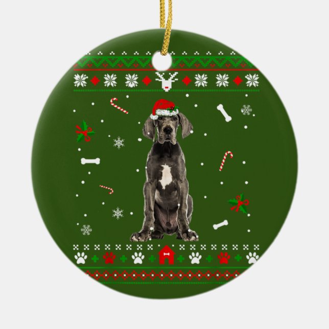 Great Dane Dog Ceramic Ornament (Front)