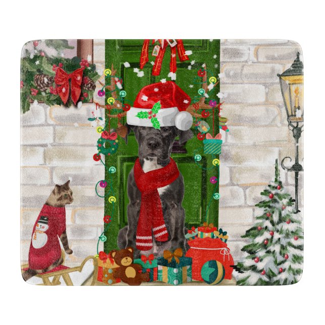 Great Dane Dog Christmas Cutting Board (Front)