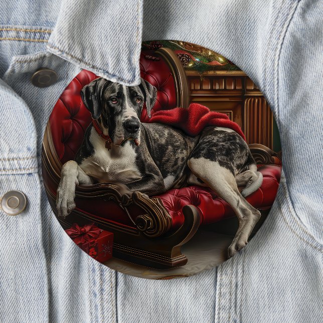 Great Dane Dog Christmas Festive Button (In Situ)