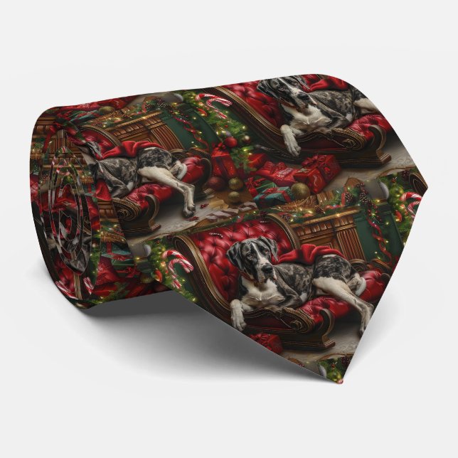 Great Dane Dog Christmas Festive Neck Tie (Rolled)