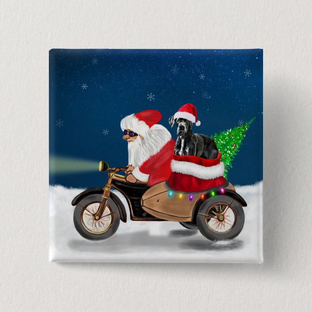 Great Dane dog Christmas Santa Claus   Button (Front)