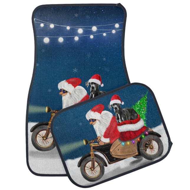 Great Dane dog Christmas Santa Claus  Car Floor Mat (Set)