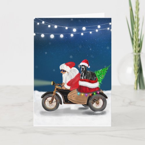 Great Dane dog Christmas Santa Claus   Card