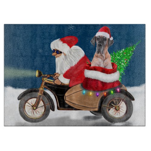 Great Dane dog Christmas Santa Claus   Cutting Board