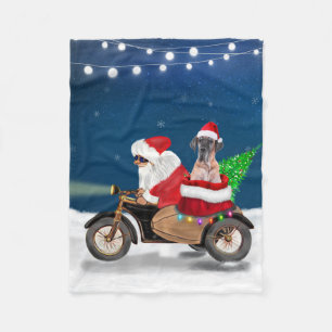 Great Dane dog Christmas Santa Claus Fleece Blanket