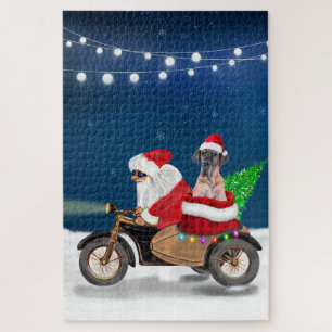Great Dane dog Christmas Santa Claus Jigsaw Puzzle