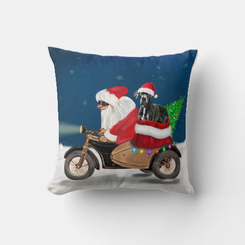 Great Dane dog Christmas Santa Claus  Throw Pillow