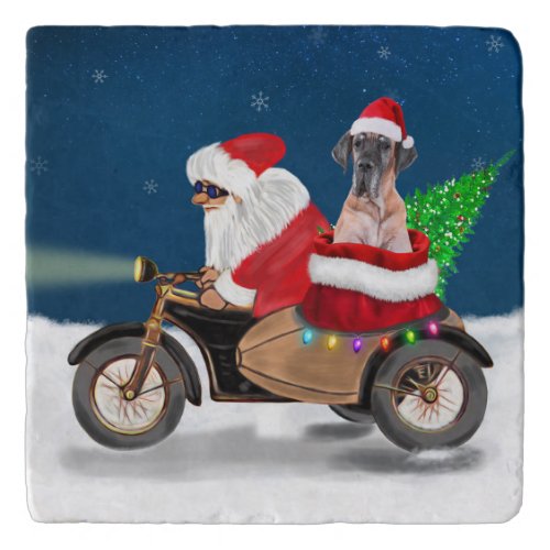 Great Dane dog Christmas Santa Claus   Trivet