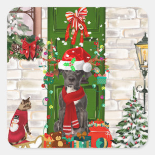 Great Dane Dog Christmas Square Sticker