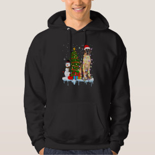 Great Dane Dog Costume Santa Lights Hat In Snow Ch Hoodie