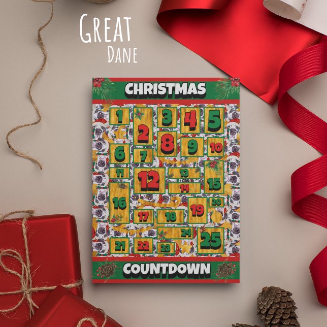 Great Dane Dog Countdown Christmas Advent Calendar Holiday Card (Creator Uploaded)