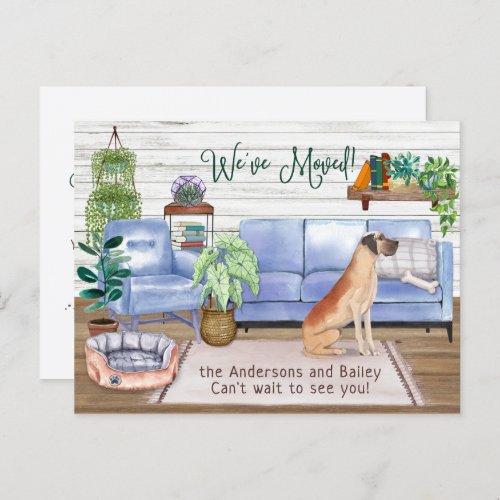 Great Dane Dog Cozy New Home Moving       Announcement Postcard