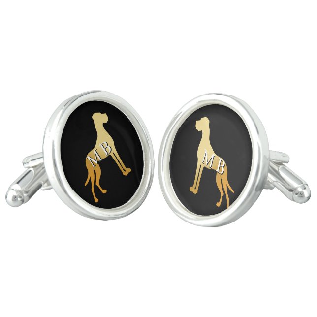 Great Dane dog Cufflinks (Angled)