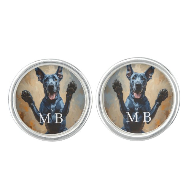 Great Dane dog Cufflinks (Front)