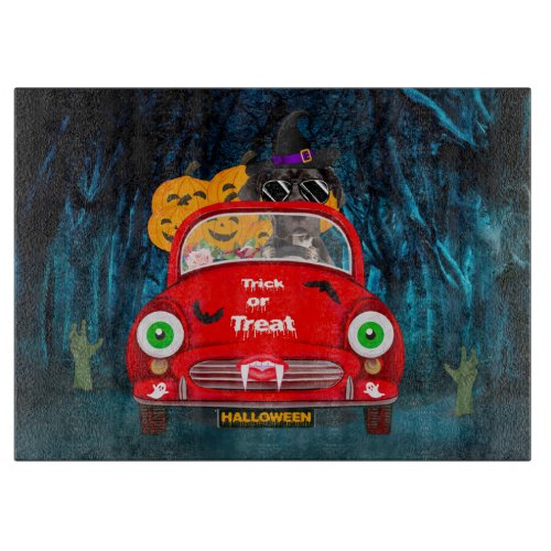 Great Dane Dog Driving Car Scary Halloween Cutting Board