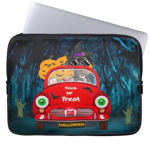 Great Dane Dog Driving Car Scary Halloween Laptop Sleeve