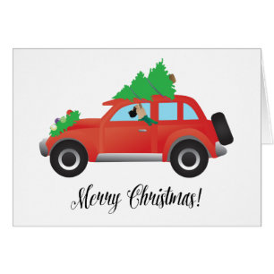 Great Dane Dog Driving Car - Tree on Top