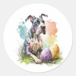 Great Dane Dog Easter Egg, Happy Easter Great Dane Classic Round Sticker