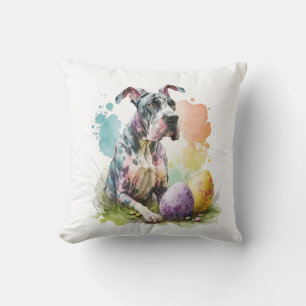 Great Dane Dog Easter Egg, Happy Easter Great Dane Throw Pillow