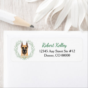 Great Dane Dog Eucalyptus Leaf Wreath Label