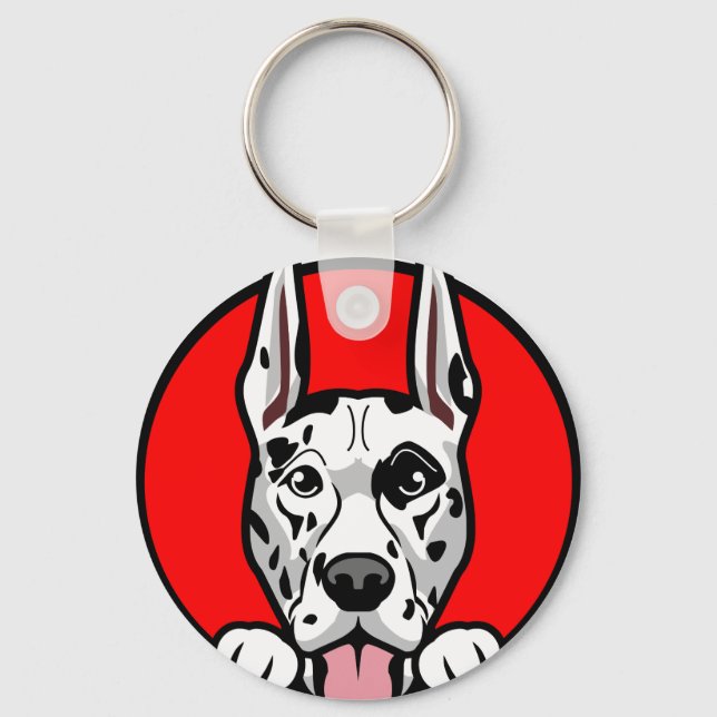 Great Dane Dog Face Design – Cute Pet Artwork Keychain (Front)