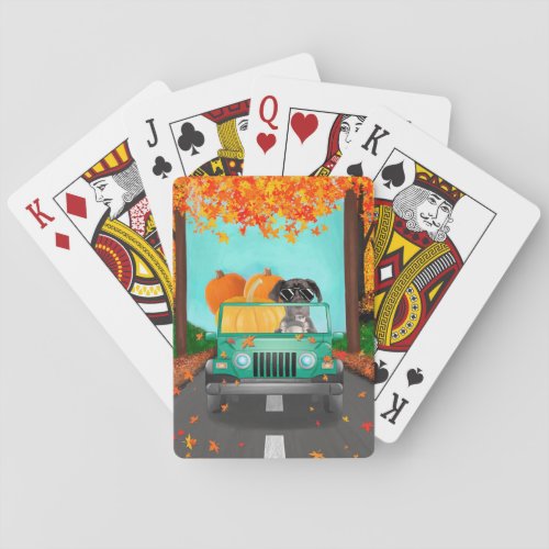 Great Dane Dog Fall Pumpkin Poker Cards