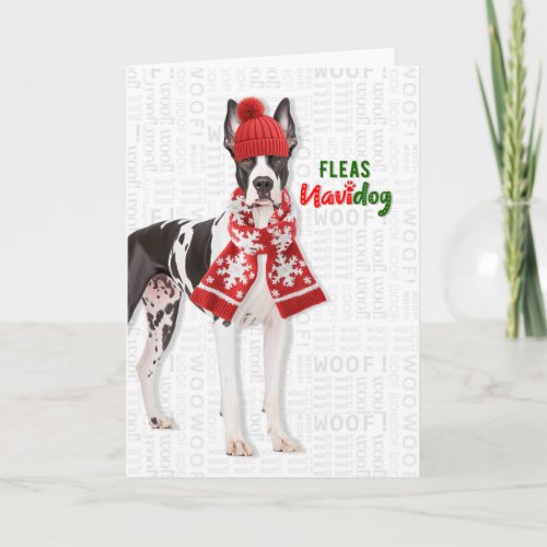 Great Dane Dog Funny Fleas Navidog Christmas Holiday Card