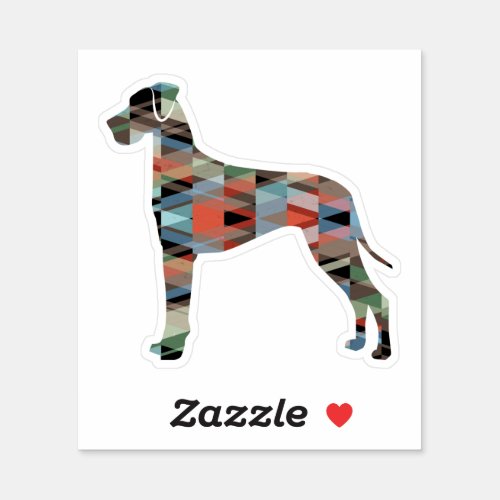 Great Dane Dog Geometric Silhouette Plaid Sticker