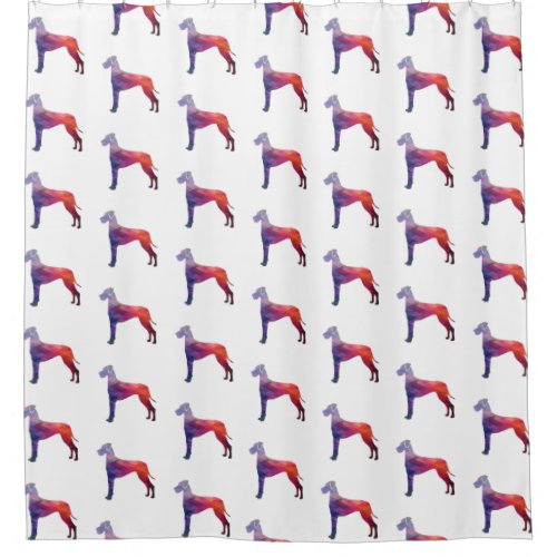 Great Dane Dog Geometric Silhouette Purple Shower Curtain