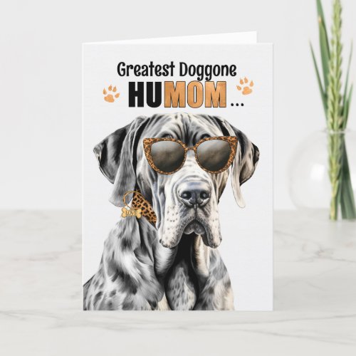 Great Dane Dog Greatest HuMOM Mothers Day Holiday Card