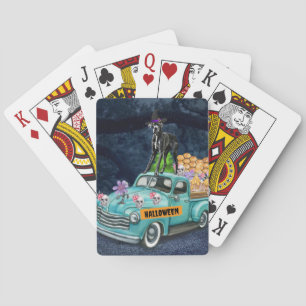 Great Dane Dog Halloween Truck Scary Night Poker Cards