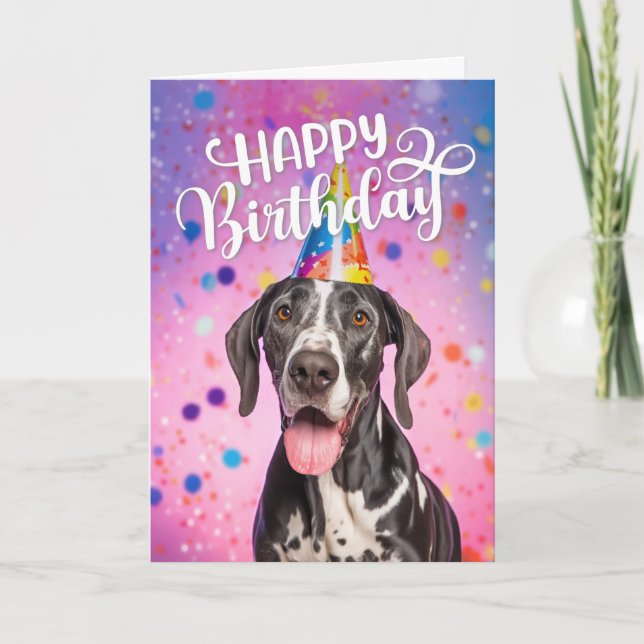 Great Dane Dog Happy Birthday Card (Front)
