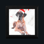 Great Dane Dog Hat Merry Christmas Keepsake Box<br><div class="desc">A cute Great Dane dog sitting with red Santa hat and Red Christmas Ornament,  A perfect gift on Christmas!</div>