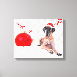 Great Dane Dog Hat Merry Christmas Red Ornament Canvas Print