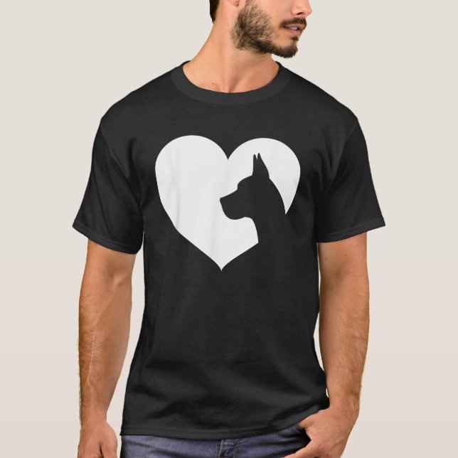 Great Dane Dog Heart Silhouette Great Dane  T-Shirt (Front)