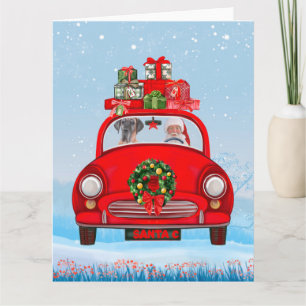 Great Dane Dog In Car With Santa Claus Card