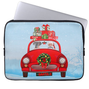 Great Dane Dog In Car With Santa Claus  Laptop Sleeve