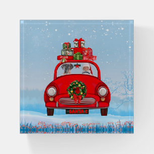 Great Dane Dog In Car With Santa Claus  Paperweight