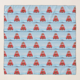 Great Dane Dog In Car With Santa Claus Scarf