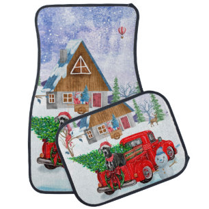 Great Dane Dog In Christmas Delivery Truck Snow Car Floor Mat