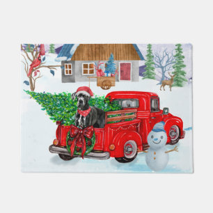 Great Dane Dog In Christmas Delivery Truck Snow  Doormat