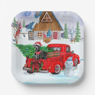 Great Dane Dog In Christmas Delivery Truck Snow Paper Plates