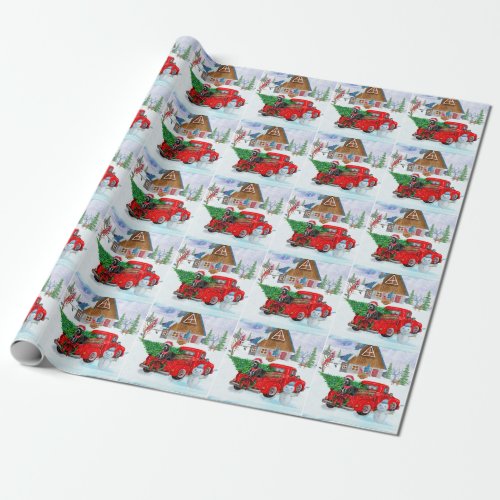 Great Dane Dog In Christmas Delivery Truck Snow  Wrapping Paper
