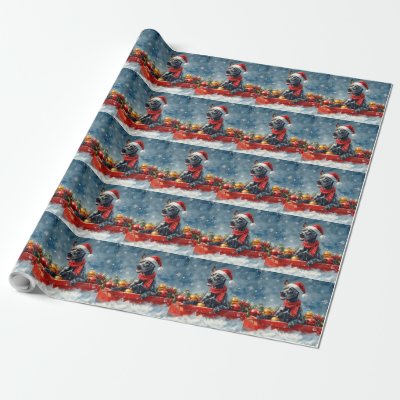 Great Dane Dog in Sledge Let it Snow Christmas Wrapping Paper